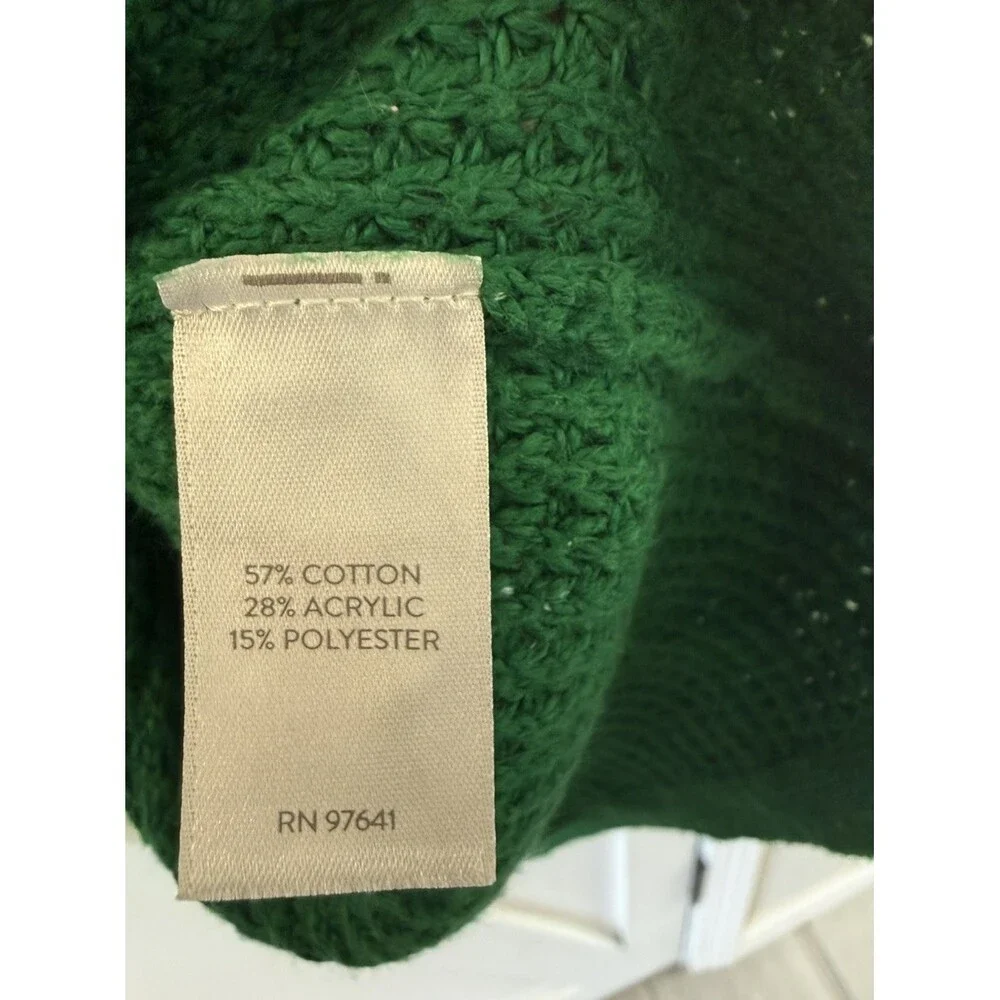 J. JILL Women's PLUS 2X Green Waffle Knit Mock Neck Sweater Relaxed Fit